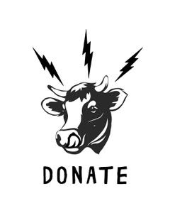 donate - image of a black and white cow's head with radio waves coming out from the head